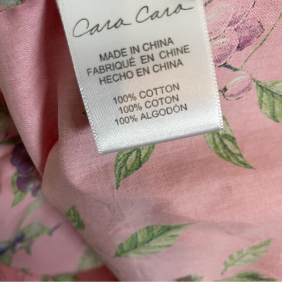 Cara Cara Sip Sip Botanical Floral Print Puff Sleeve Babydoll Cotton Dress Sz XS - Picture 8 of 9